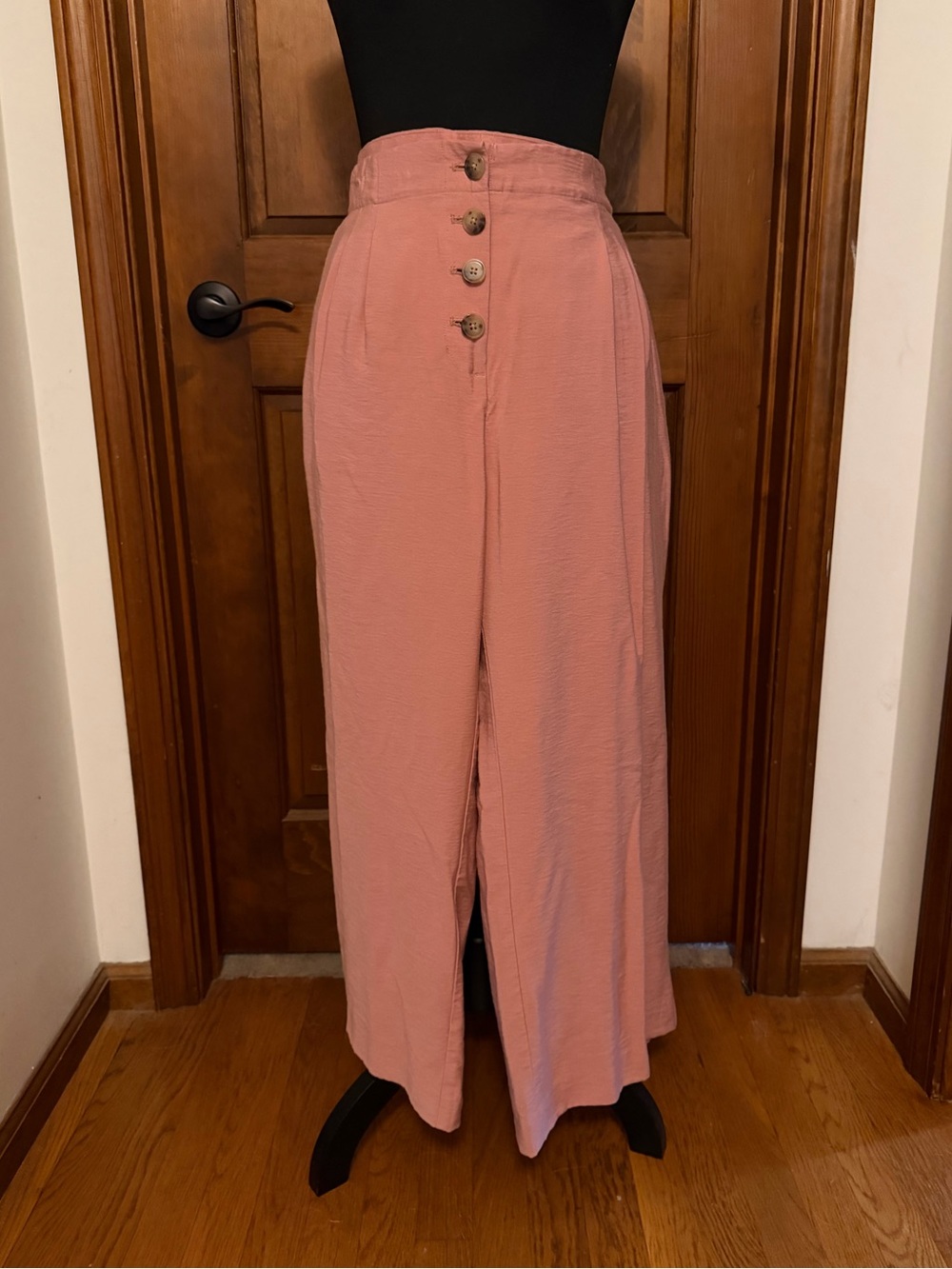 LOFT High-Waist Button-Front Ankle Pants in Dusty Rose